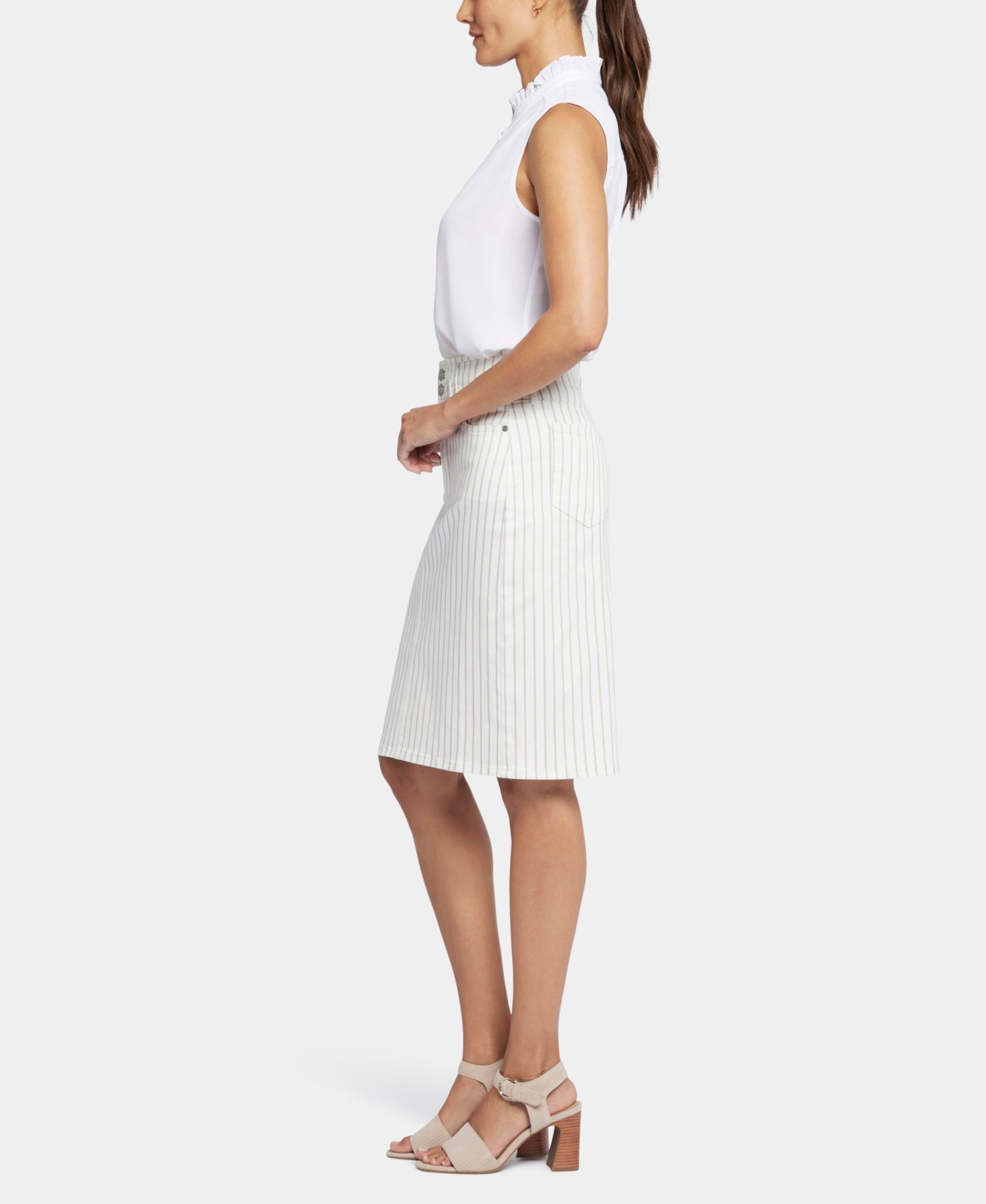 Petite High-Waist Button Closure Skirt