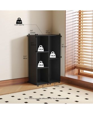 5 Cube Storage Bookshelf Kids Toy Organizer Horizontal Vertical, Black