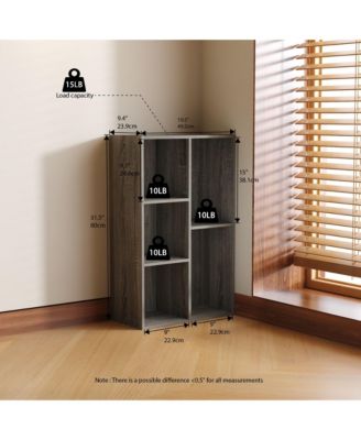 5 Cube Storage Bookshelf Kids Toy Organizer Horizontal Vertical, Gray