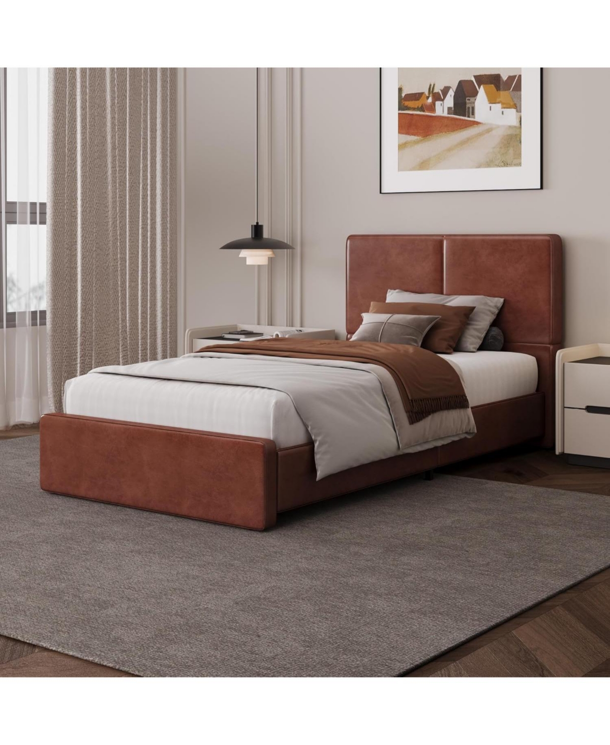 gaomon Upholstered Bed, Soft and Cozy Bed Frame, Modern Design, No Box Spring Needed for Bedroom