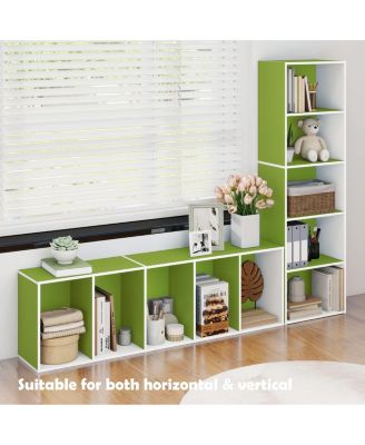 5 Cube Decorative Open Bookshelf Kids Toy Storage Organizer Horizontal Vertical, Green
