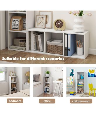 3 Cube Decorative Bookshelf Open Bookcase Toy Storage Organizer Horizontal Vertical, White