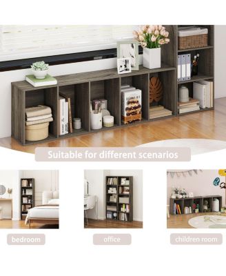5 Cube Decorative Open Bookshelf Kids Toy Storage Organizer Horizontal Vertical, Gray