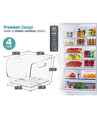 Medium Square Stackable Open Front Storage Bins - For Pantry, Kitchen and Home Organization