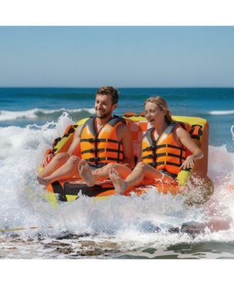 1-2 Rider Towable Boat Tube with Backrest and Nylon Cover