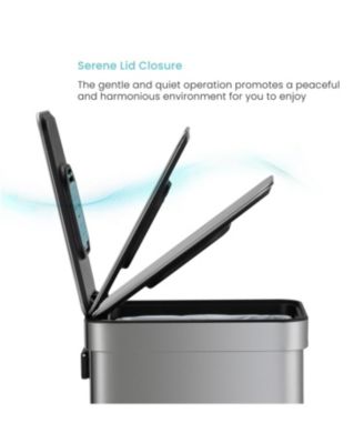 3 Gallon Slim Stainless Steel Trash Can with CleanAura Odor Control and Soft Close Lid, Silver