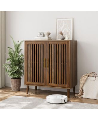 Farmhouse Storage Cabinet With Louvered Doors