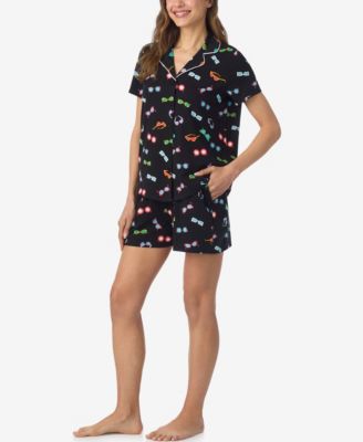 Women's Short-Sleeve Top and Pull-On Pajama Shorts, 2-Piece Set