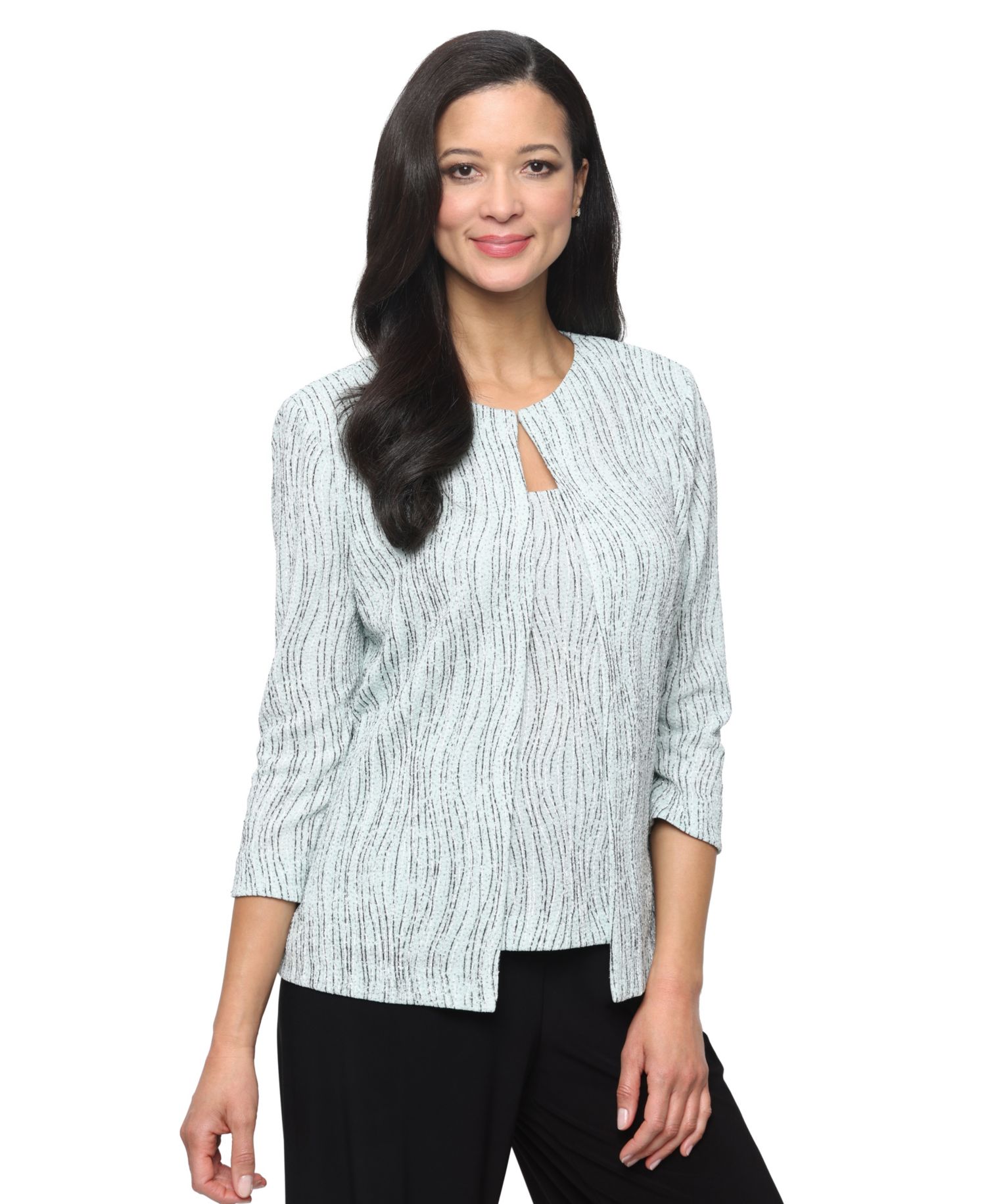 Women's Jacquard Knit Scoop Neck Tank Top & Jacket, 2-Piece Set