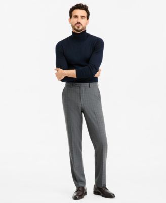 Men's Classic-Fit Gray & Blue Check Suit Separate Pants