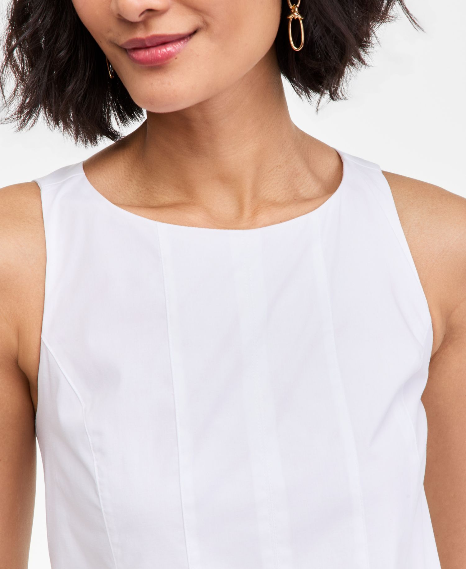 Women's Seamed Boat-Neck Sleevelss Mini Dress