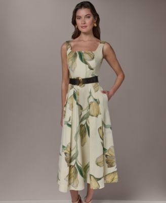 Petite Square-Neck Printed Dress