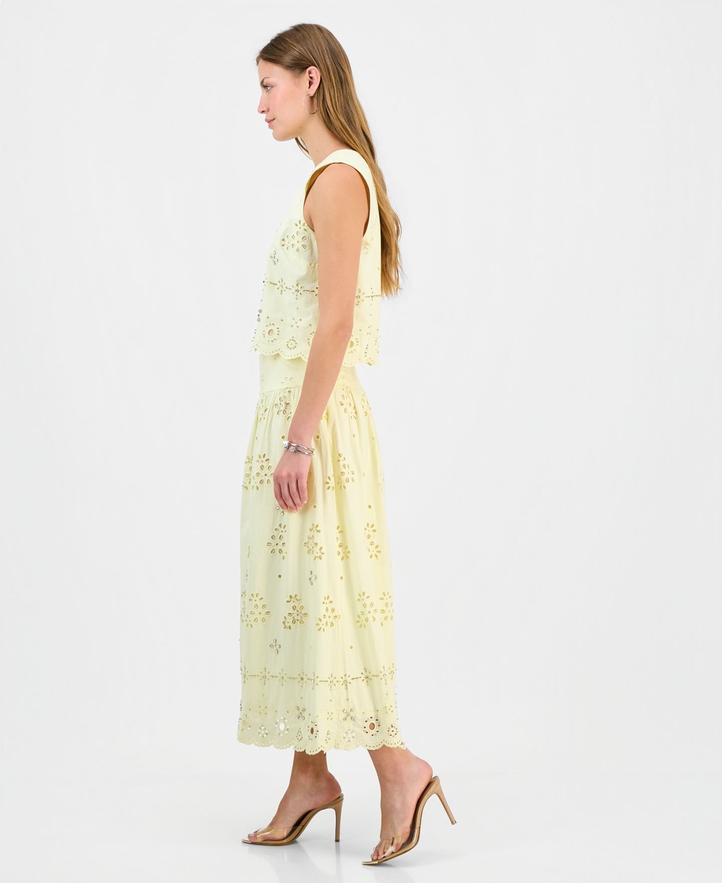 Женская юбка I.N.C. International Concepts Petite Embellished Midi, цвет: Жёлтый туманный — фото 3
