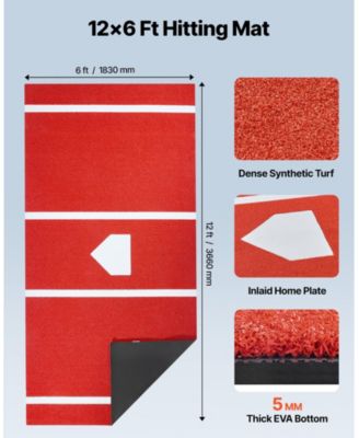 12 x 6 Ft Baseball Hitting Mat with Home Plate