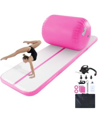 2-Piece Inflatable Gymnastics Air Mat Set with Air Roller and Pump