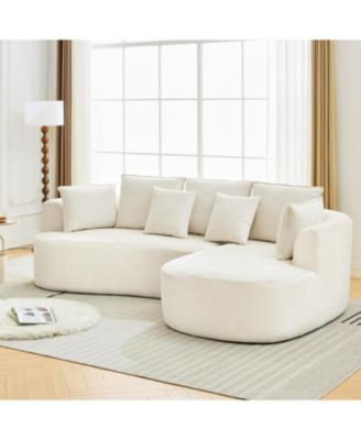 Sectional Cloud Modular Modern Curved Sofa with Chaise Lounge Chenille Fabric Convertible Compression Sleeper Sofa