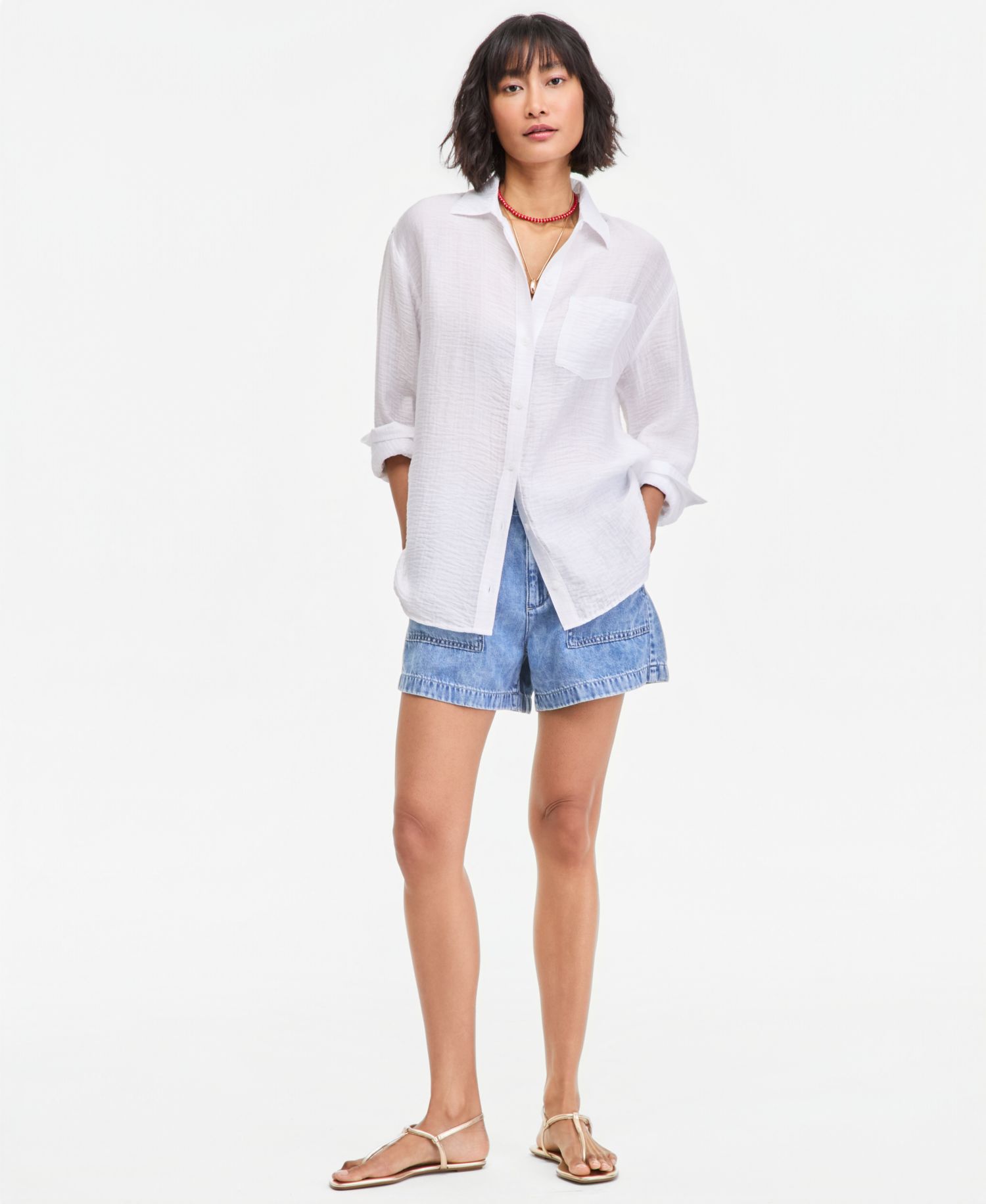 Women's Gauze Relaxed Button-Down Shirt