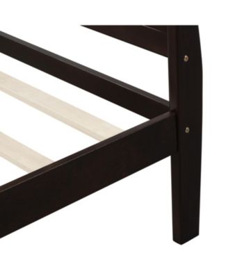 Wood Platform Sleigh Bed Frame with Headboard Footboard Wood Slat Support Mattress Foundation
