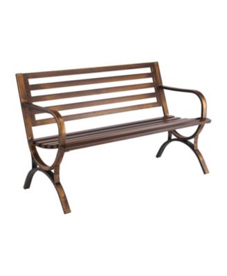 Carbon Steel Outdoor Bench with Slatted Backrest