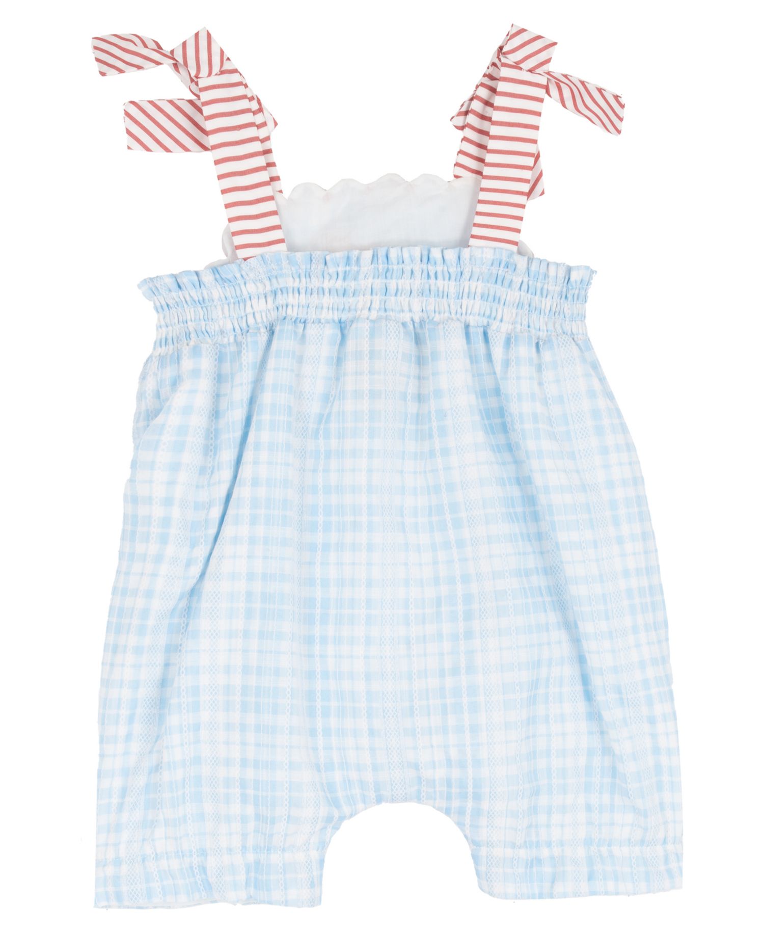 Baby Girls' Gingham Romper with Embroidery