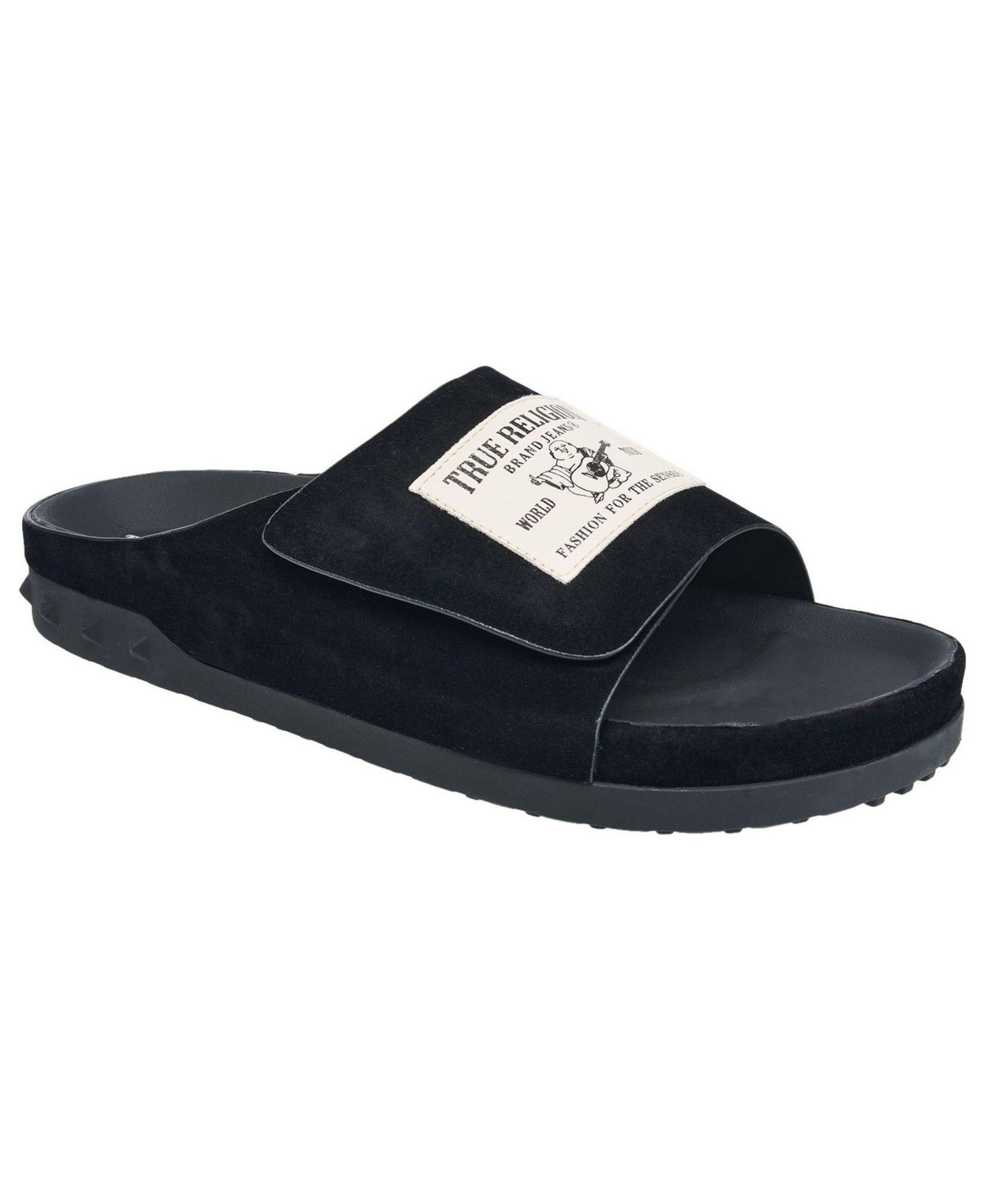 Мужские сандалии True Religion Cudi Velcro Strap SRS Logo Patch Sandal, цвет: Чёрный — фото 1