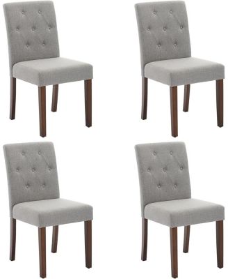 Parsons Button Tufted Dining Chairs Set of 4,Upholstered Fabric Kitchen Chairs with Wood Legs and Padded Seats,Living Room Kitchen Furniture