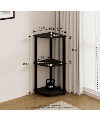 3 Tier Decorative Corner Bookshelf Display Rack, Espresso