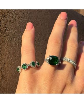 Suzy Levian White Cubic Zirconia in Sterling Silver Pave Half Eternity Ring