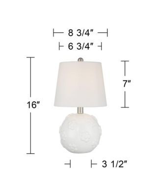 Arianna 16"H White Flower Ceramic Accent Table Lamp Set with Dimmer