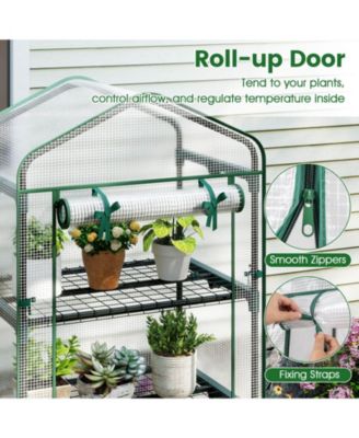 27” x 19” x 75” Mini Greenhouse with 5 Tier Shelves, PE Cover, Roll-Up Zipper Door