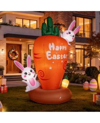 7 ft Inflatable Easter Bunny with LED Lights and Carrot for Yard and Garden
