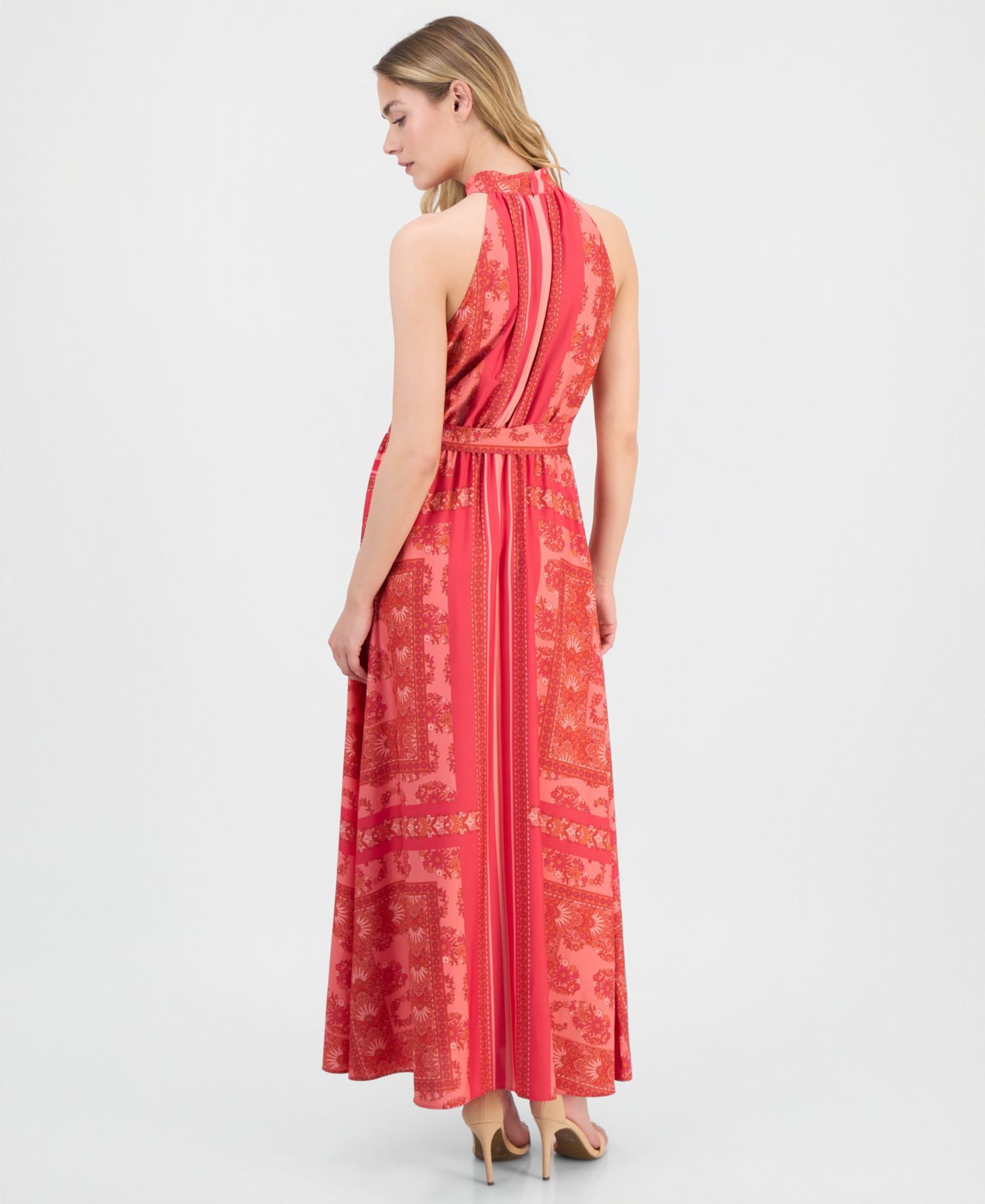 Women's Printed Halter-Neck Maxi Dress