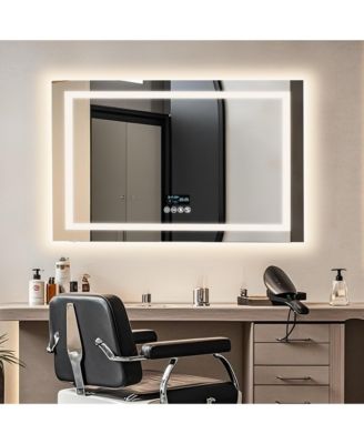 LED Bathroom Mirror Wall-Mounted with Bluetooth Speaker, Vanity Mirror Anti Fog with Memory Function