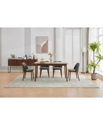 Leather Dining Chairs Set  Upholstered Wingback Chairs with Wood Legs