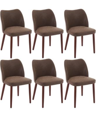 Leather Dining Chairs Set Upholstered Wingback Chairs with Wood Legs