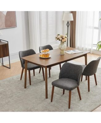 Leather Dining Chairs Set  Upholstered Wingback Chairs with Wood Legs