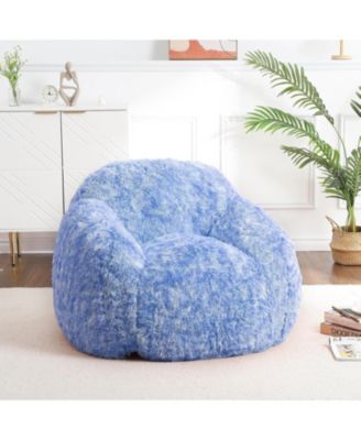 Adult Bean Bag Chair with Armrest, Faux Fur Plush, High-Density Foam Floor Sofa for Living Room