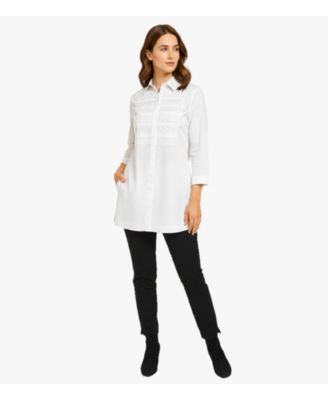 Women's Cotton Poplin Button-Front Unique Handmade Bib Pitch Perfect Tunic