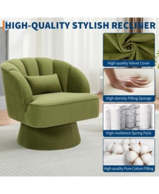 Modern 360° Swivel Barrel Accent Chair, Velvet
