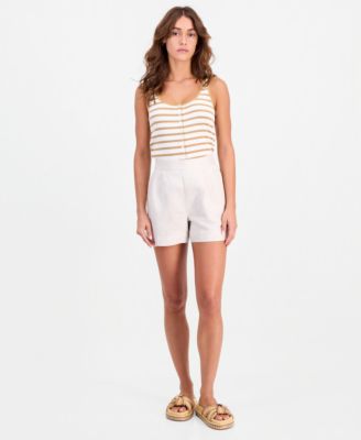 Women's Linen-Blend Tailored Pull-On Shorts