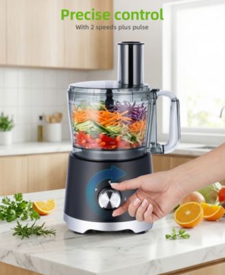 10 Cup Food Processor with Salad Spinner Basket 2 Speeds Pulse Control and 4 Cutting Discs - Black