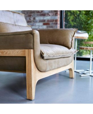 Woodnest armchair in solid oak and linen fabric, 1 seat