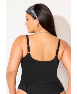 Women's Shimmer Contrast Trim Underwire Tankini Top