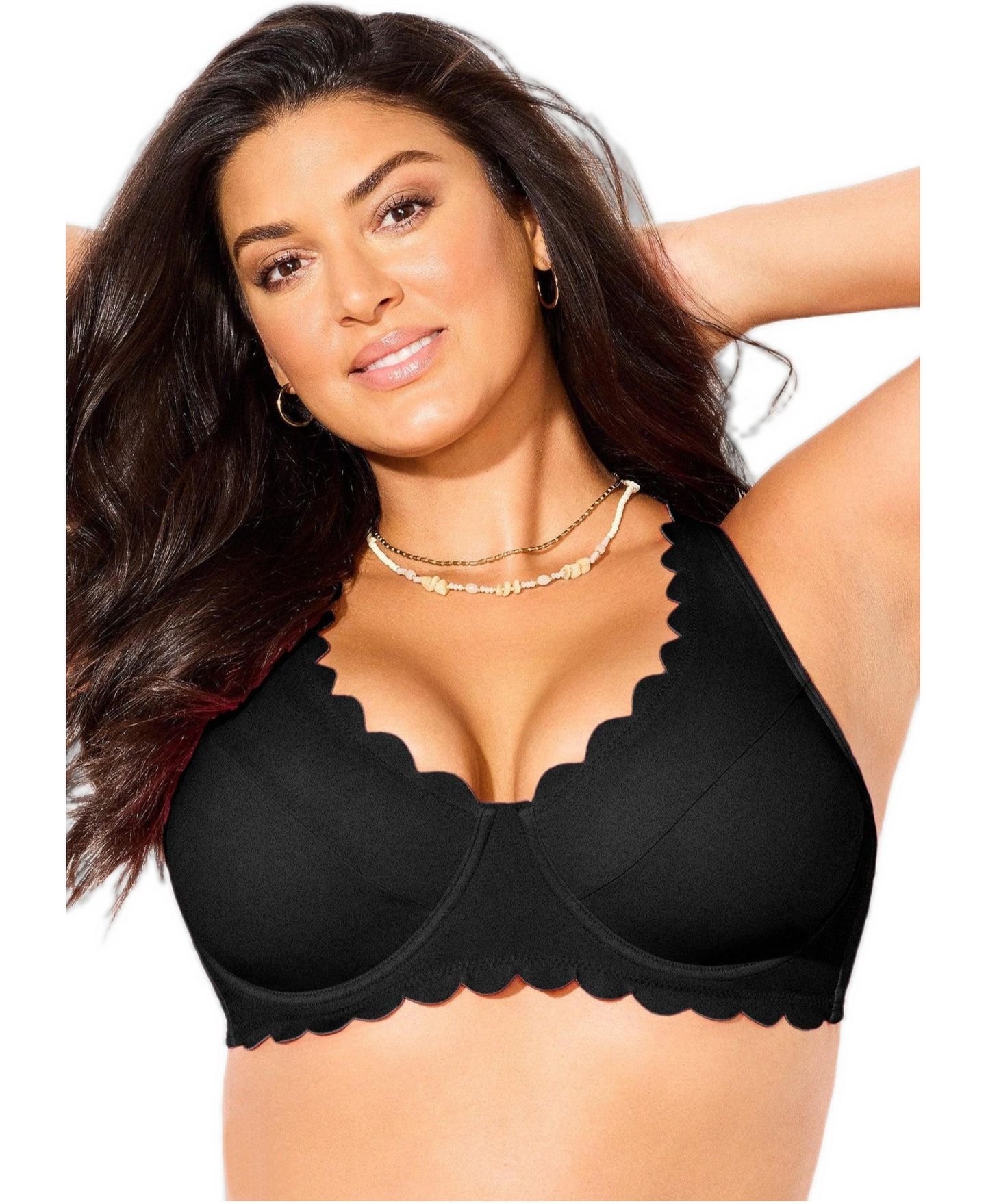 Верх бикини, на косточках, фестончатый край — Swimsuits for All, цвет: Чёрный — фото 2