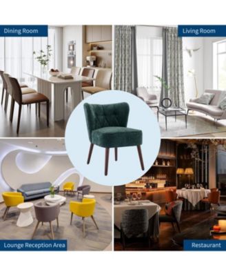 Modern Wingback Living Room Chair,Armless Lounge Chair with Wood Legs Upholstered Makeup Vanity Tufted Side Chair Fabric Comfy with Decor Back