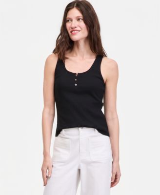 Women's Scoop-Neck Henley Tank Top