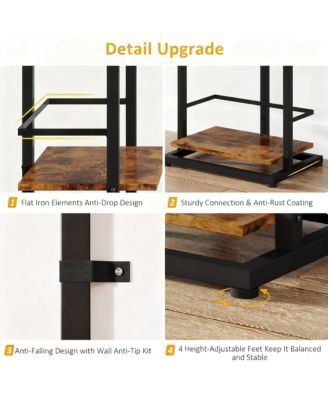 5 Tier Narrow Wood Bookcase Metal Edge Industrial Corner Storage Shelf