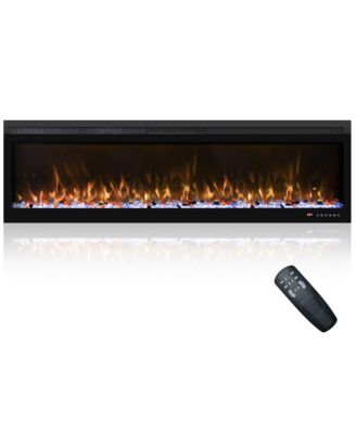 Linear Recessed-in Electric Fireplace with Remote Control, Adjustable Heat and Timer