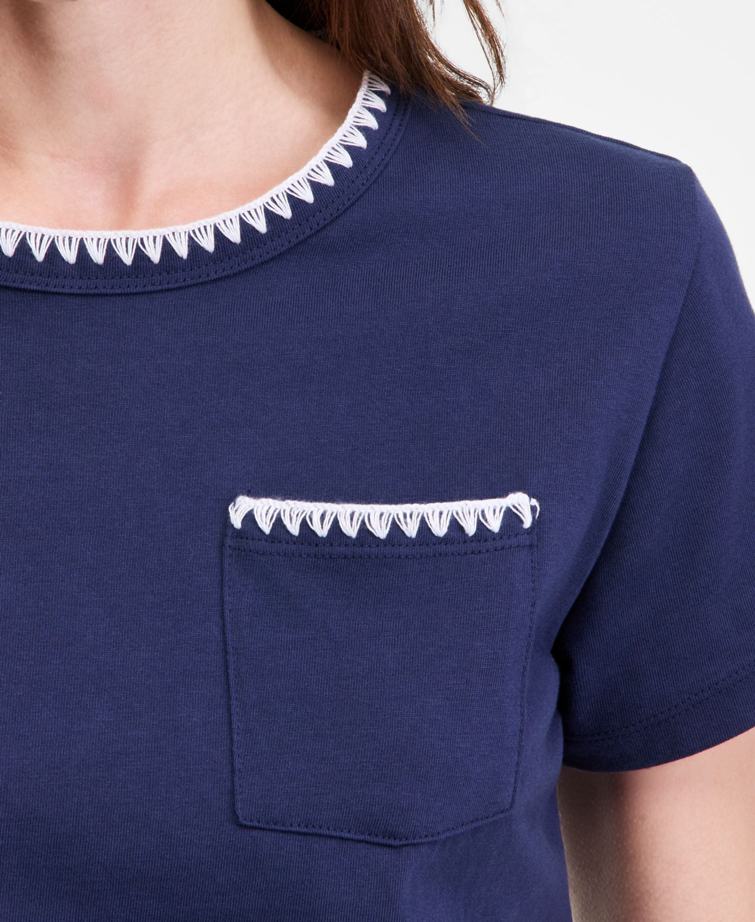 Women's Blanket-Stitch Pocket T-Shirt