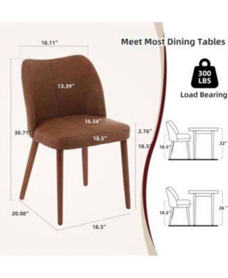 Leather Dining Chairs Set of 2, Upholstered Wingback Chairs with Wood Legs